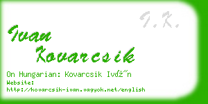 ivan kovarcsik business card